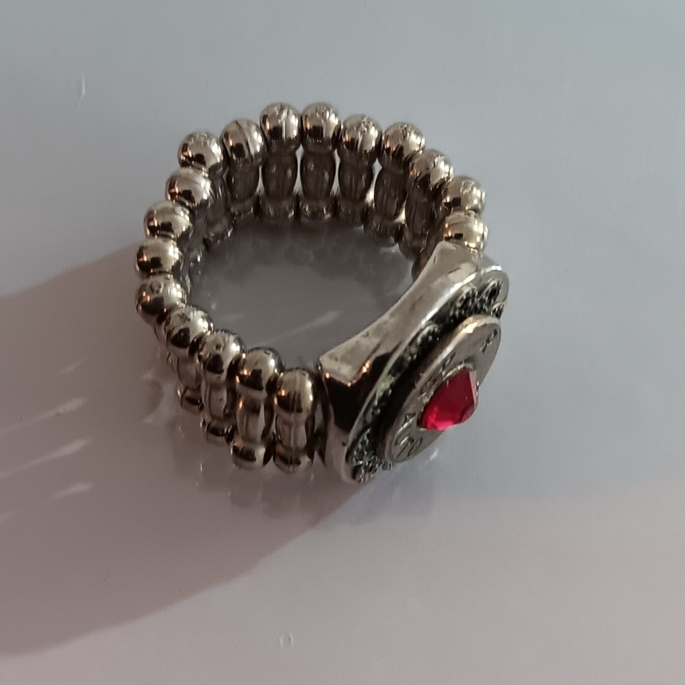Bullet Casing Ring w Red Gemstone - Picture 2 of 6